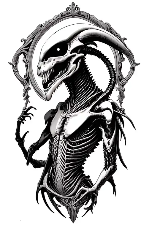 Xenomorph Alien In Baroque Frame