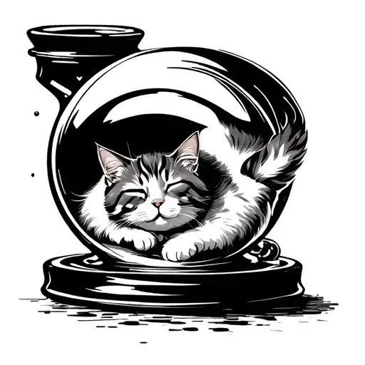 A Cute Sleeping Cat Inside A Spherical Bottle Is Like A Potion