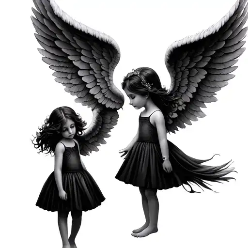 Two Little Girl Angels Wings