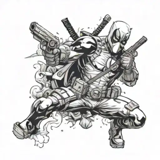 Deadpool Firing Gun