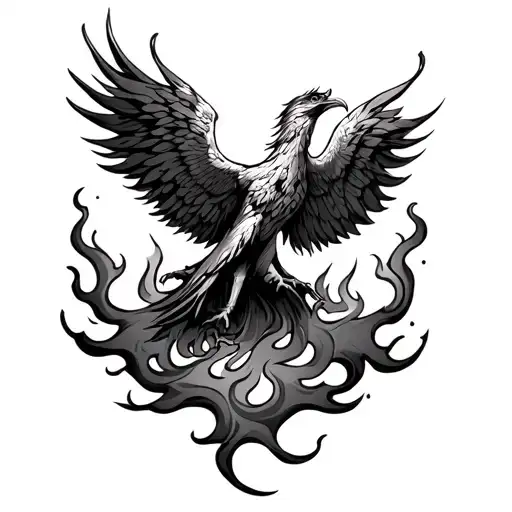 Phoenix Rising From Flames