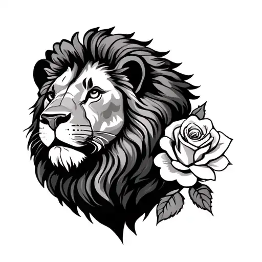 Lion With A Rose