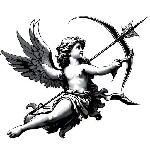 Cupid Shooting Arrows Pointing Away