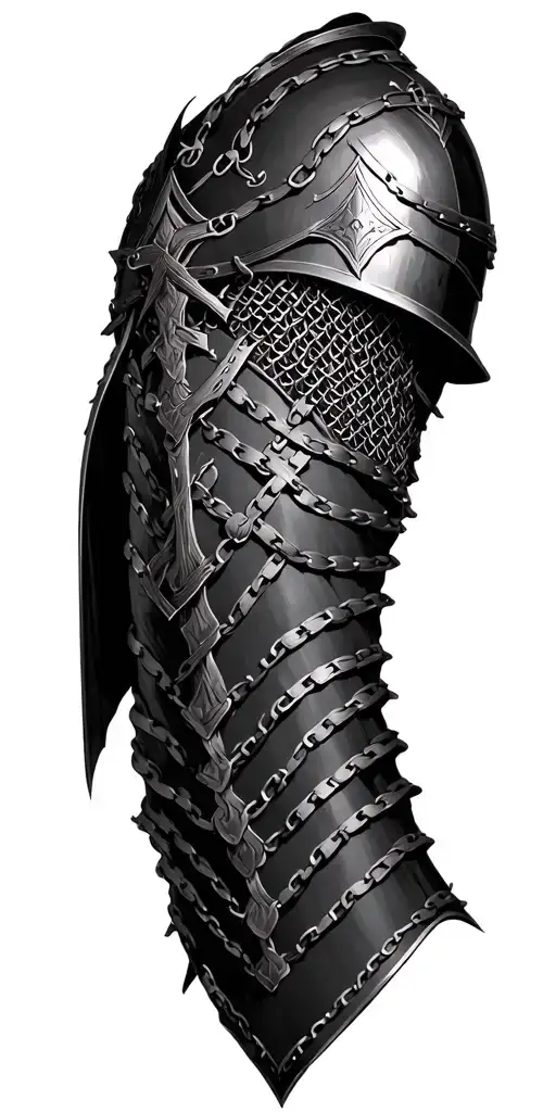 Armor Pauldron And Chain Mail With Cross