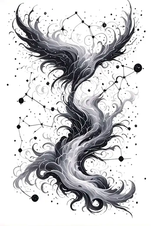 Constellations And Nebula Clouds Swirling
