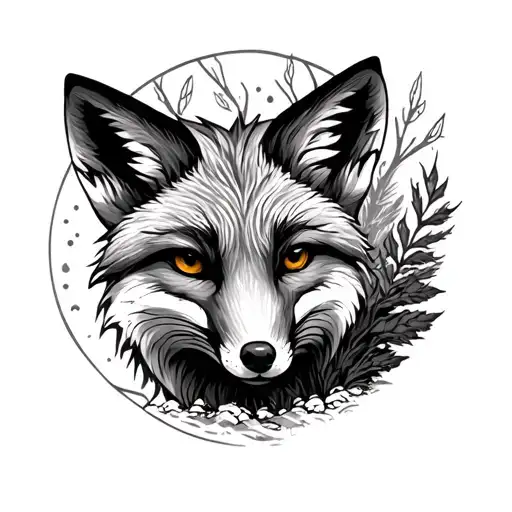 Fox In Woods Through Scope Focus Lines