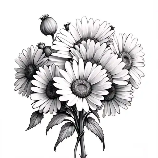 Bouqet Of Daisies And Sweet Pea Flowers