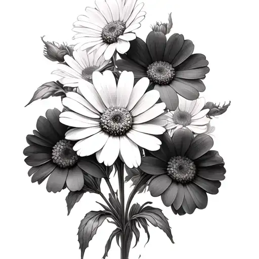 Collage Of Daisies And Sweet Pea Flowers Intertwined