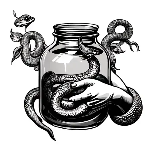 God Holding Jar With Snake In It