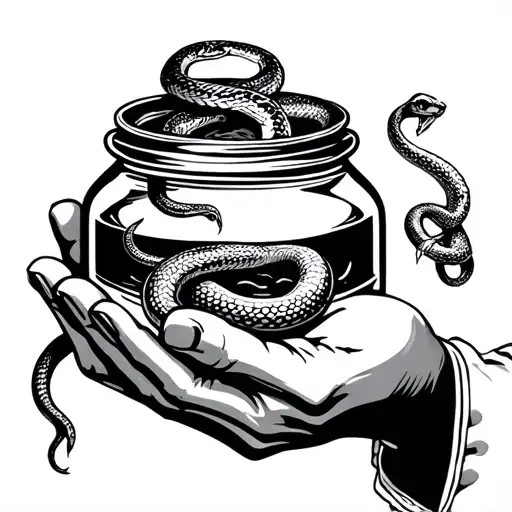 God's Hand Holding Jar With Snake In The Jar