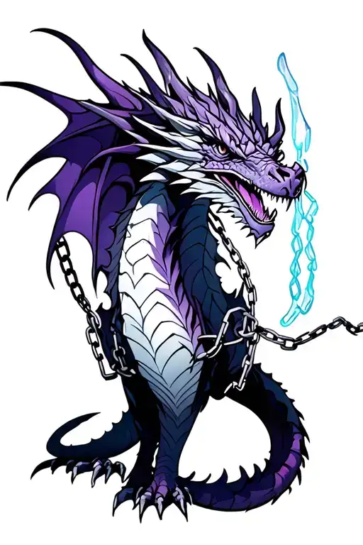 Ice Dragon With Chains And Purple Shading
