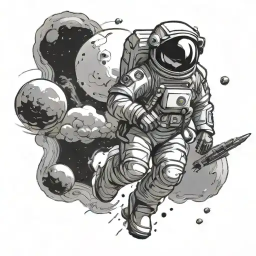 Floating Astronaut In Northern Myth Feature Alghemy Signs And Weapons