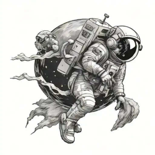 Design A Tattoo Inspired By Astronauts Exploring A Mythical Realm