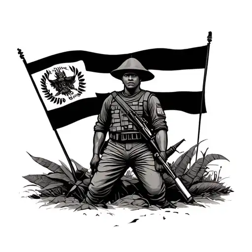 Soldier Cambodia And With Flag Downward Spiral