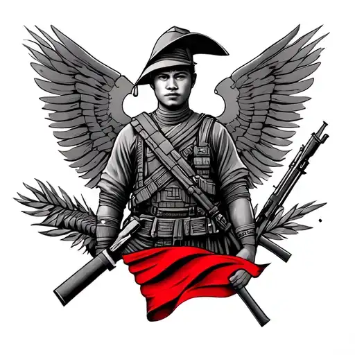 Soldier Cambodia And With Flag