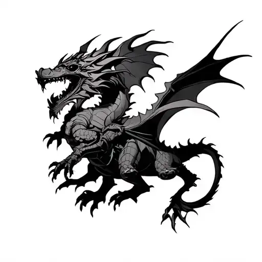 Anime Inspired Midevil Knight Fighting A Dragon