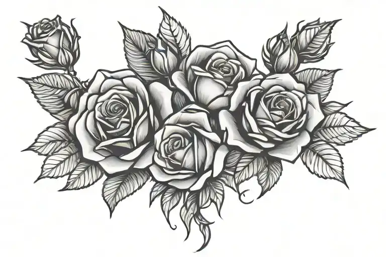 Roses Centered Composition Horizontal Line