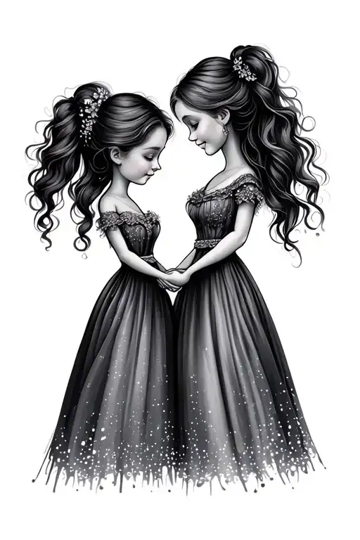 2 Daughters And Mother Holding Hands