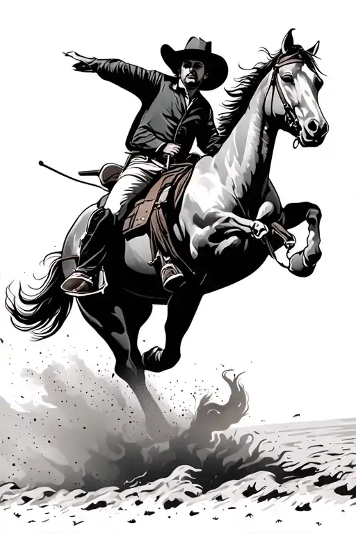Cowboy Riding A Horse Galloping
