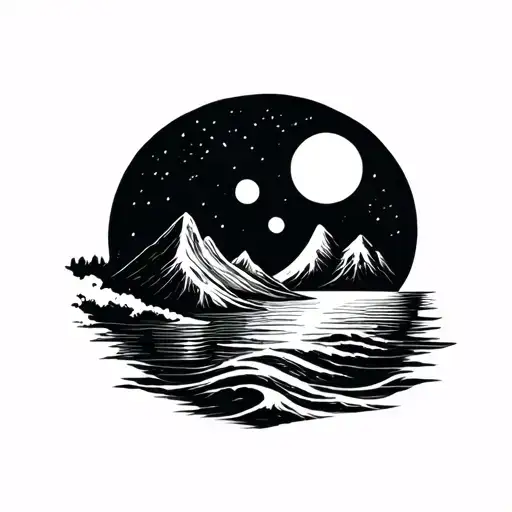 Ocean And Mountain Moon And Sun Best Friends Simple