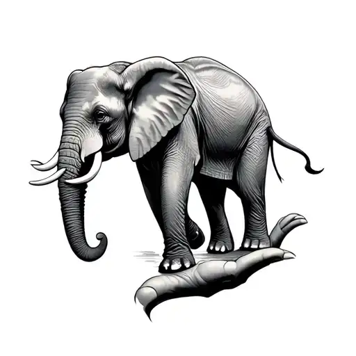 Elephant In The Woman's Hand