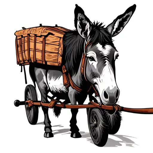 Donkey Pulling A Cart