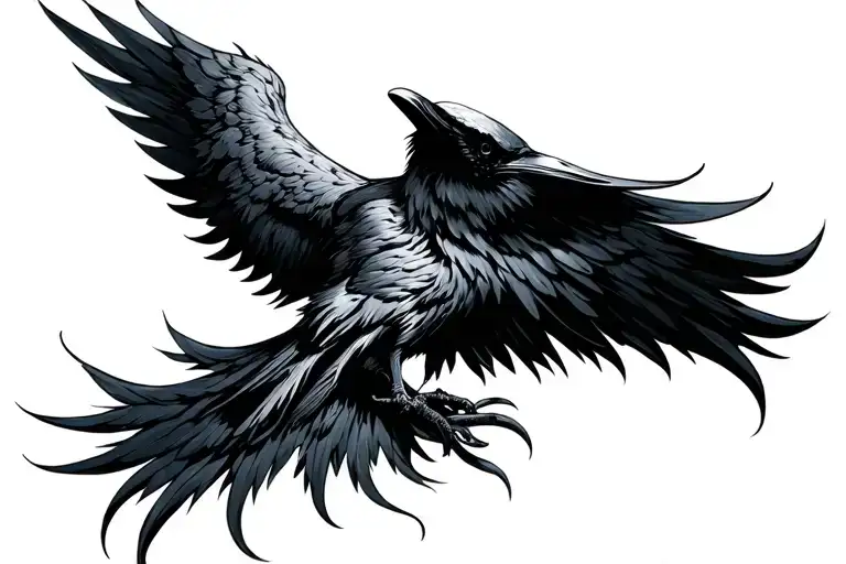 Raven Wing One Side From Back To Upper Arm