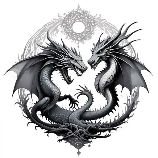 Eternal Love Dragons Lover Couple And The Tree Of Life