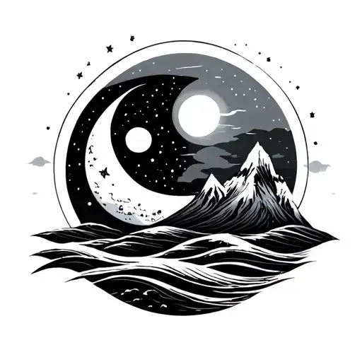 Fine Line Ocean And Mountain Moon And Sun Best Friends