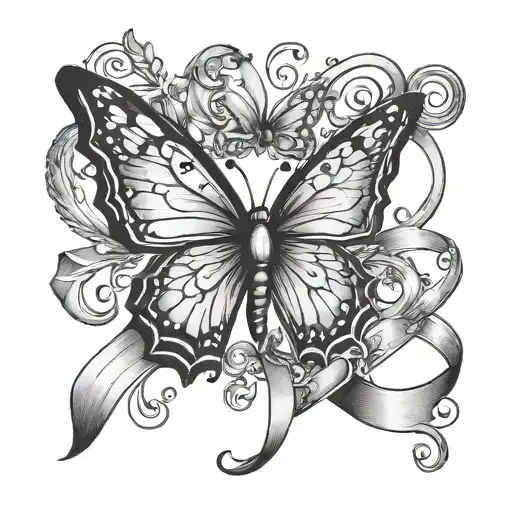 Armband With Butterfly And Ribbon In The Middle