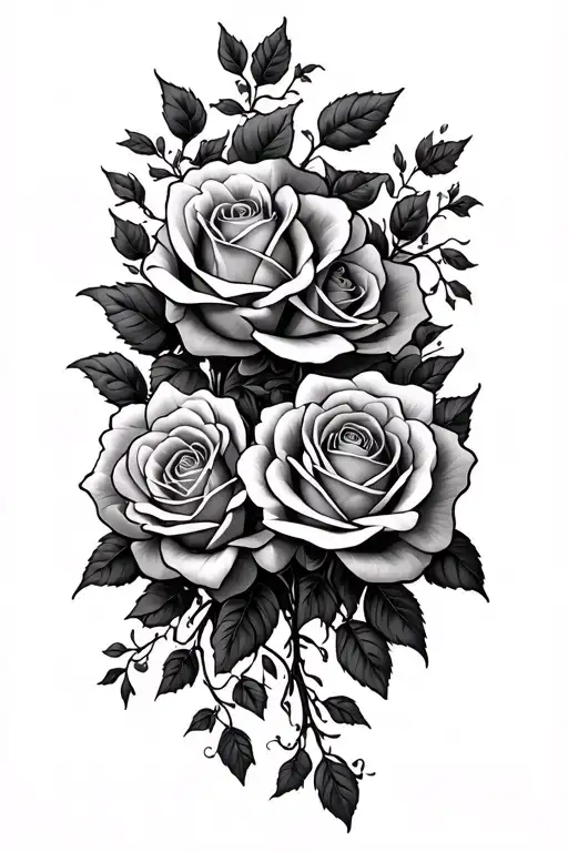 Roses Vines Connecting From Chest To Shoulder Neck And Back