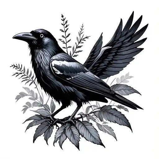 Raven And Plants