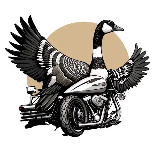 Goose Riding A Harley