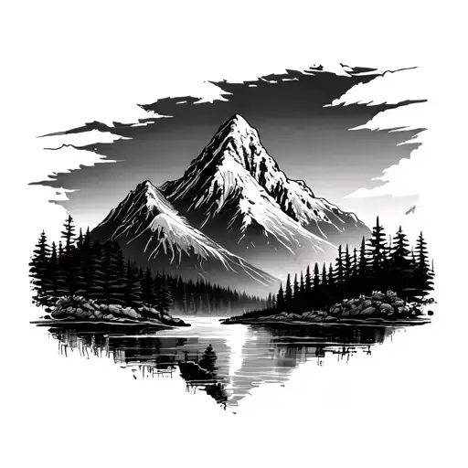 Mountain And Palm Tree