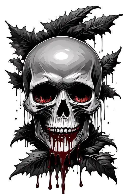 Depressed Skull With Blood Dripping Out Of Eyes