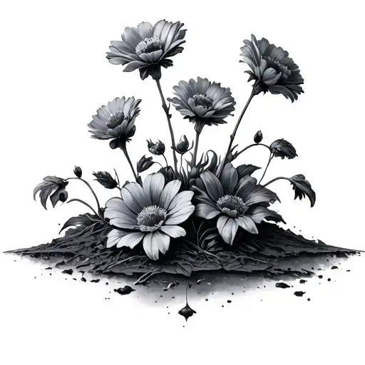 Flowers Growing From Concrete