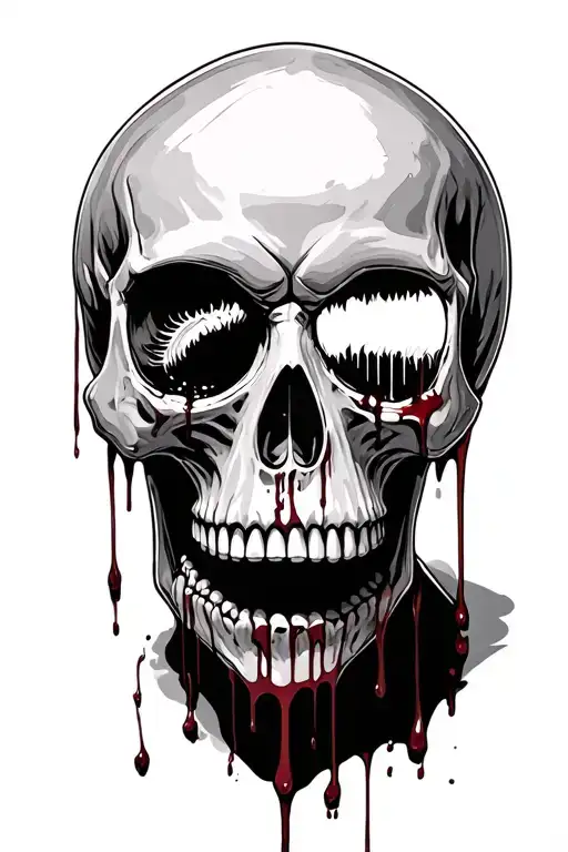 Depressed Skull With Blood Dripping Out Of Eyes