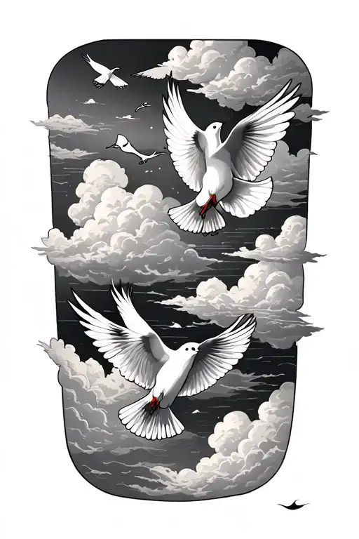 Clouds And Doves Flying