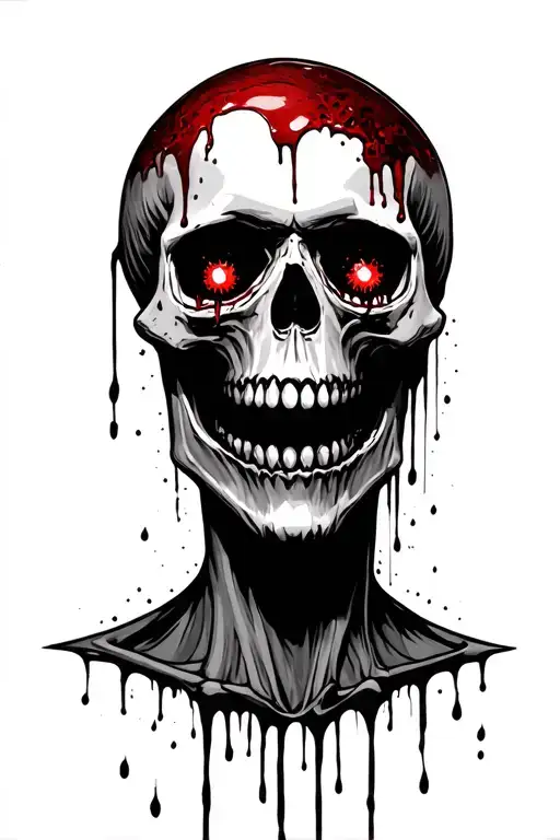 Depressed Skull With Blood Dripping Out Of Eyes