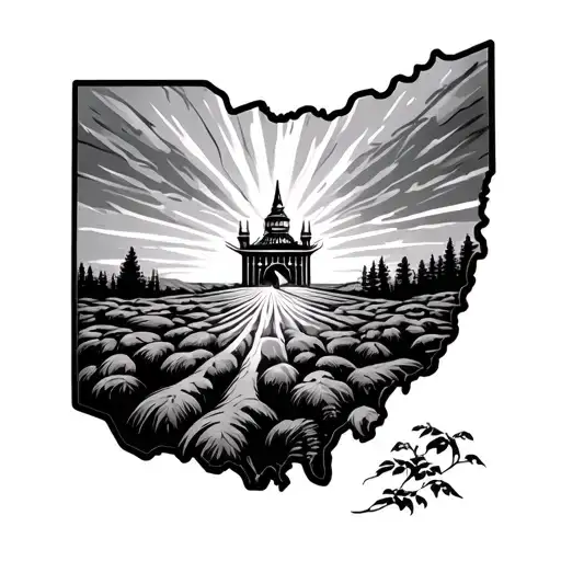 State Of Ohio Outline Tattoo Design
