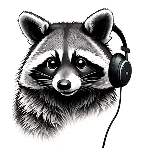 Raccoon Listening To Music