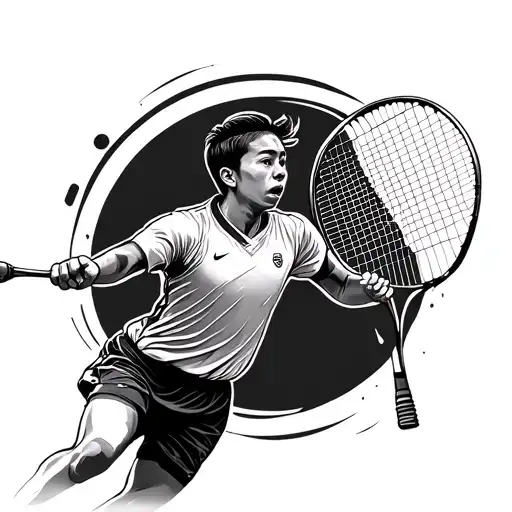 Badminton Player Hitting The Shuttle