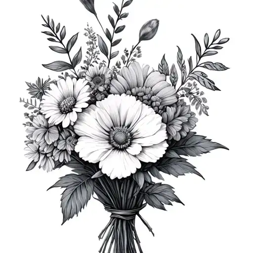 Birth Flower Bouquet Wrapped