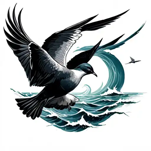 Ocean And Birds Flying