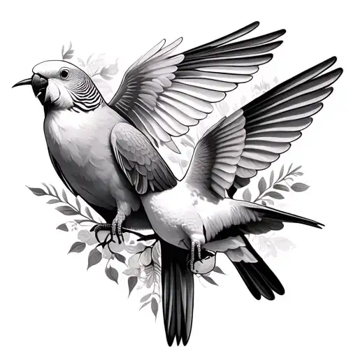 Parakeet And Dove And Hummingbird Surrounded