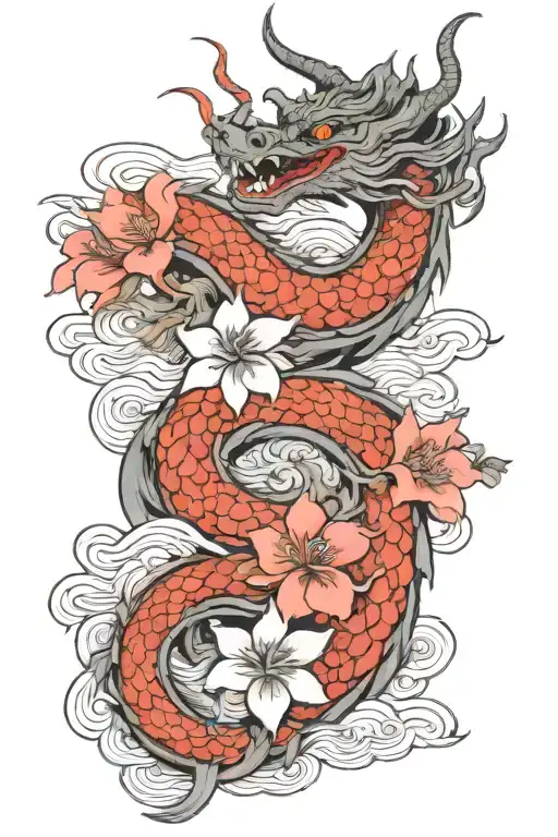 Dragon And Flower Japanese