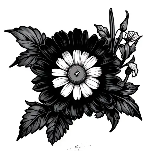 Time Piece With Daisies And Sweet Pea Flower