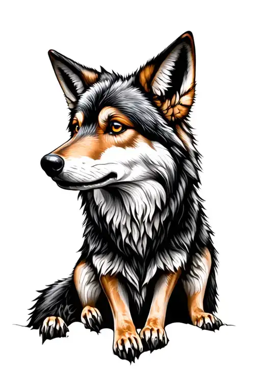 Coyote With Wolves