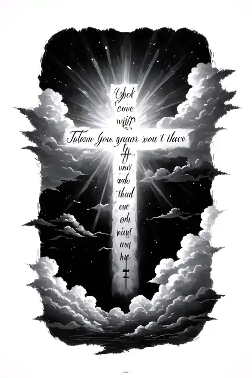 Psalm 118 Verse 6 Cross Clouds Surrounding With Sunlight