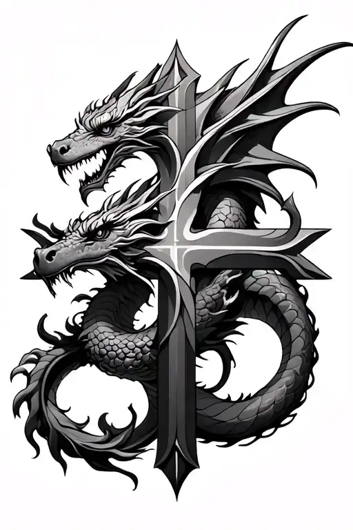 Dragon Around A Cross